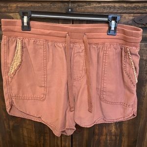 Maurice’s, large, red, embroidered shorts